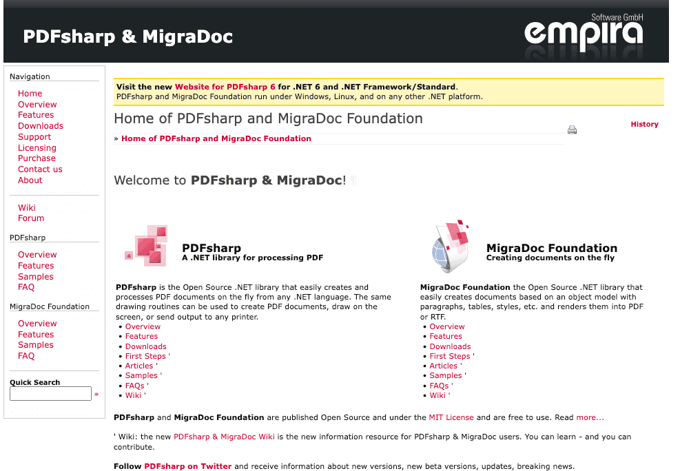 PDFSharp homepage
