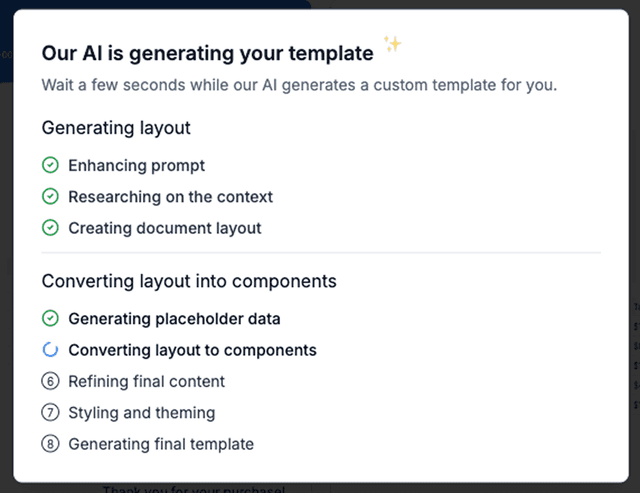 AI generating a template