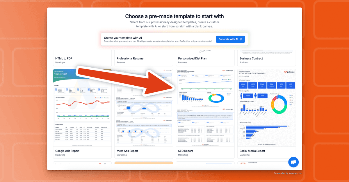 pre-made template for SEO reports