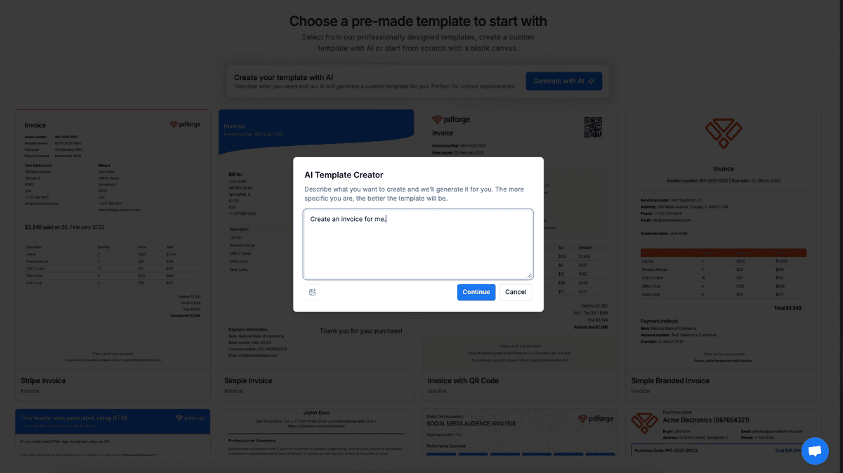 AI Agente creating pdf noodle template