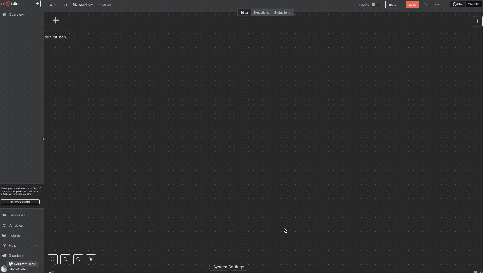 gif on how to search pdf noodle node inside N8N