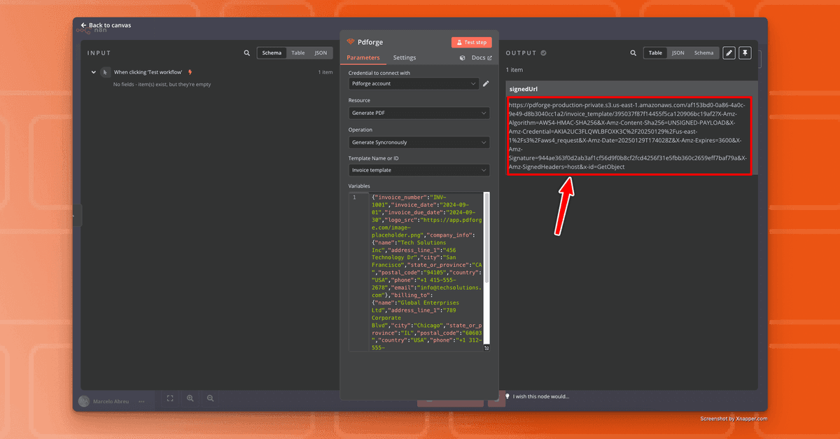 print with pdf file result of pdf noodle node in n8n