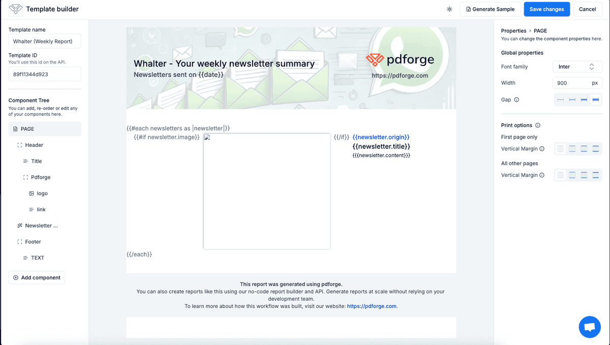 pdf noodle weekly report template