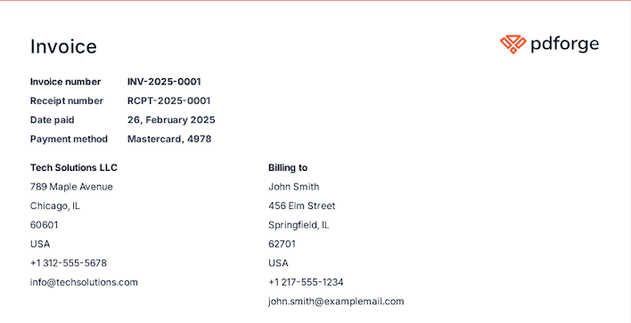 Invoice header example