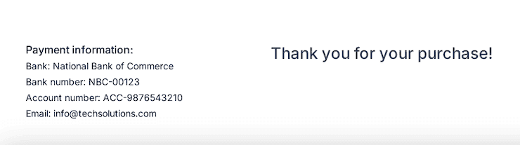 Invoice footer example