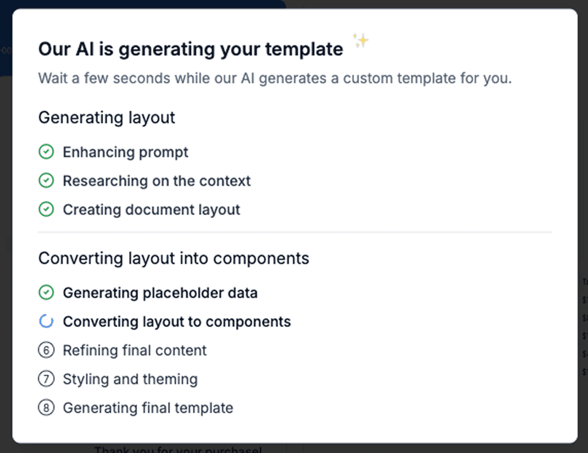 AI generating a template