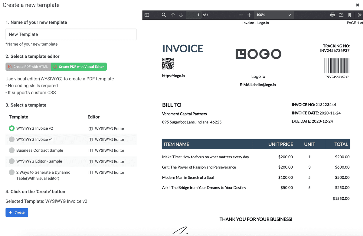 APITemplate template creation screen